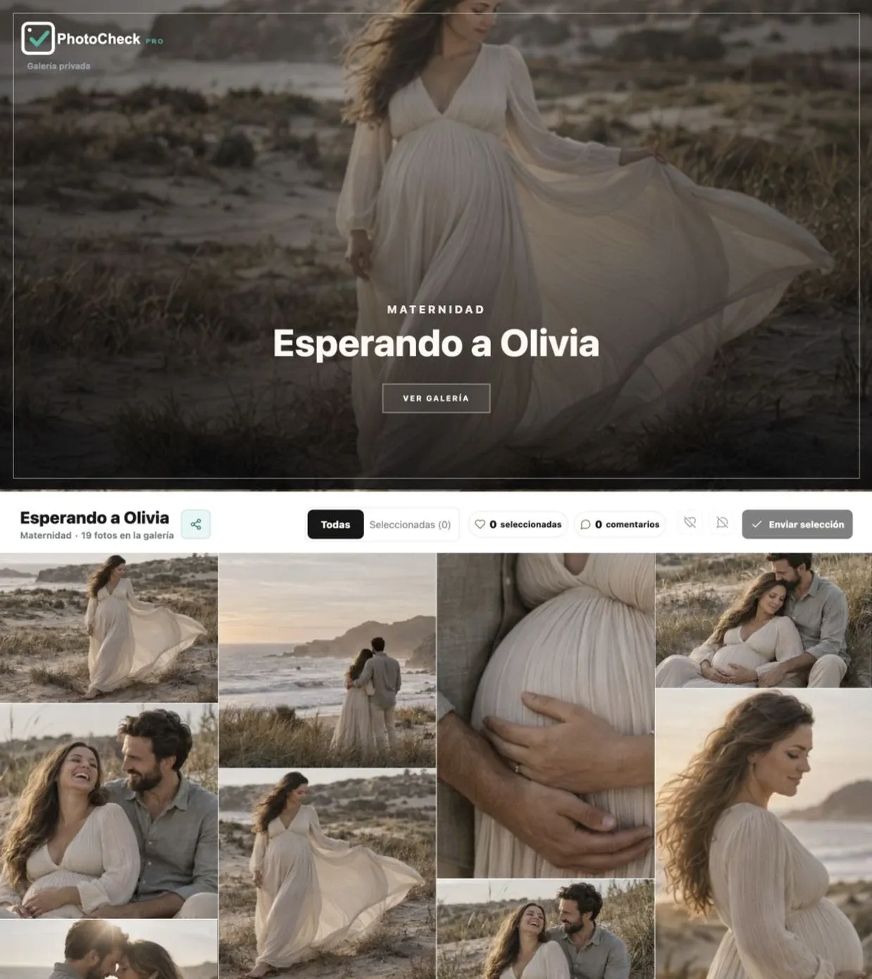 Portada y fotos de la galería Esperando a Olivia en PhotoCheck Pro